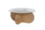 Nordure Mesa de Café, Vidrio Templado y Tablero de Partículas Recubierto de Melamina, Roble Zafiro y Humo, 75x35x75 cm